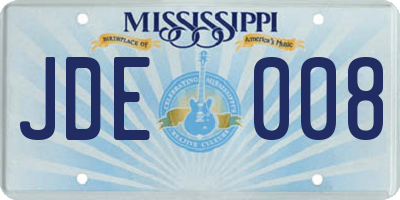 MS license plate JDE008