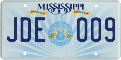 MS license plate JDE009