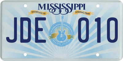 MS license plate JDE010