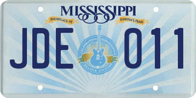 MS license plate JDE011