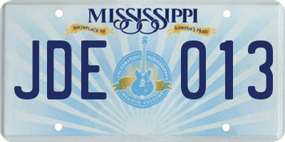 MS license plate JDE013