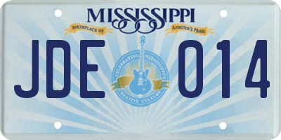 MS license plate JDE014