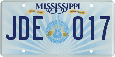 MS license plate JDE017