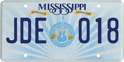 MS license plate JDE018