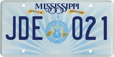 MS license plate JDE021