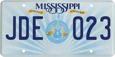 MS license plate JDE023