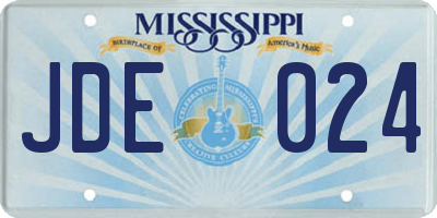 MS license plate JDE024