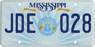 MS license plate JDE028