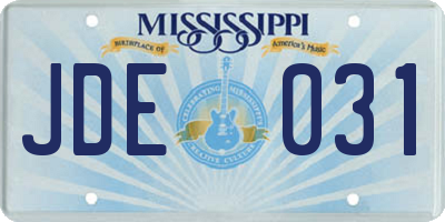 MS license plate JDE031