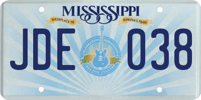 MS license plate JDE038
