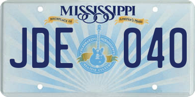 MS license plate JDE040