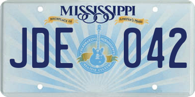 MS license plate JDE042