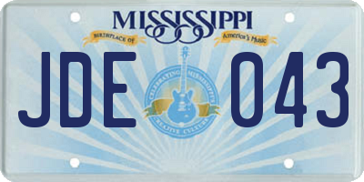 MS license plate JDE043