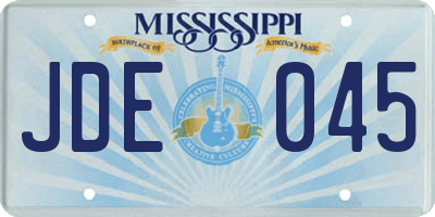 MS license plate JDE045