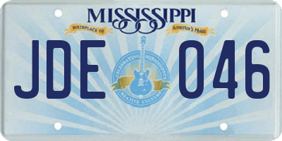 MS license plate JDE046