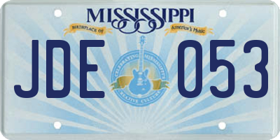 MS license plate JDE053