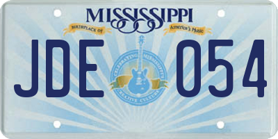 MS license plate JDE054