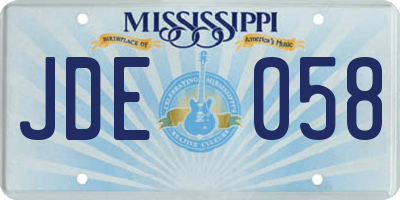 MS license plate JDE058