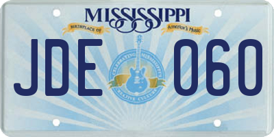 MS license plate JDE060