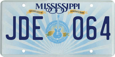 MS license plate JDE064