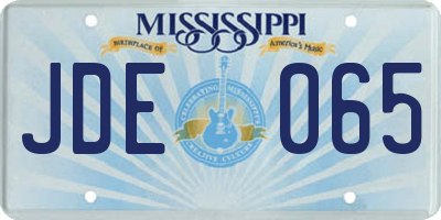 MS license plate JDE065