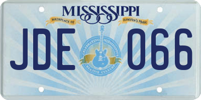 MS license plate JDE066