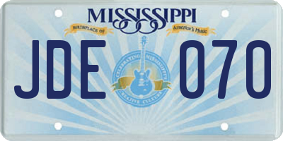 MS license plate JDE070