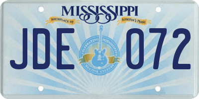 MS license plate JDE072