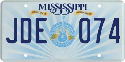 MS license plate JDE074
