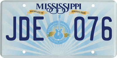 MS license plate JDE076