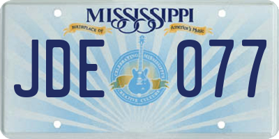 MS license plate JDE077