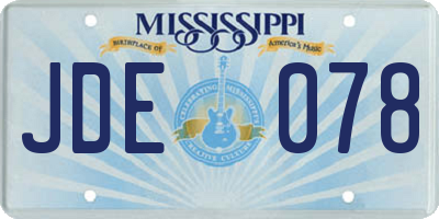 MS license plate JDE078