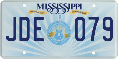 MS license plate JDE079