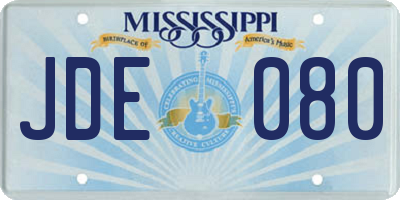 MS license plate JDE080