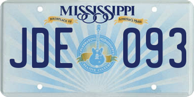 MS license plate JDE093