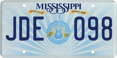 MS license plate JDE098