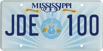 MS license plate JDE100