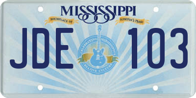 MS license plate JDE103