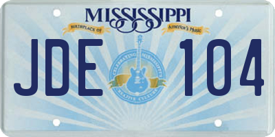 MS license plate JDE104