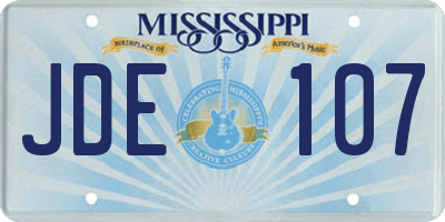 MS license plate JDE107