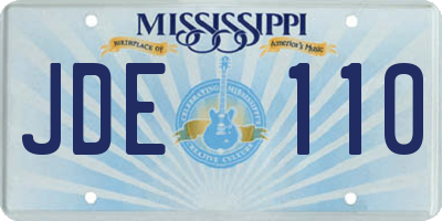 MS license plate JDE110