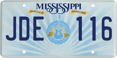 MS license plate JDE116