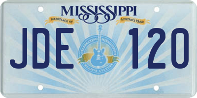 MS license plate JDE120