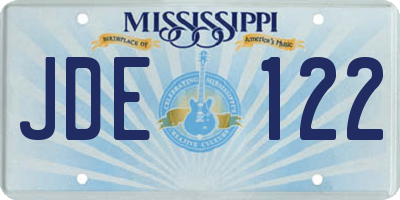 MS license plate JDE122