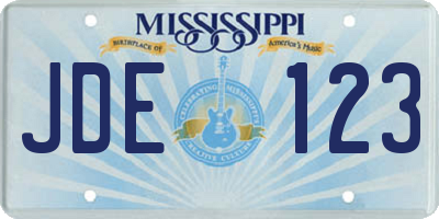 MS license plate JDE123