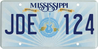 MS license plate JDE124