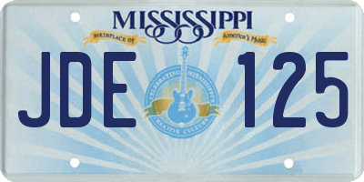MS license plate JDE125