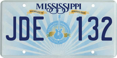 MS license plate JDE132