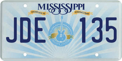 MS license plate JDE135