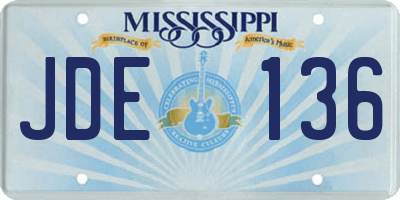 MS license plate JDE136